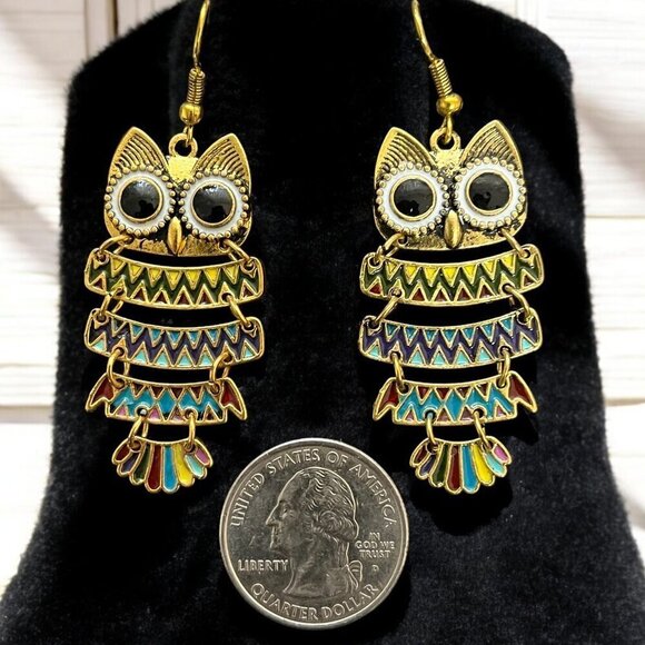 Bohemian Owl Earrings - Picture 5 of 5